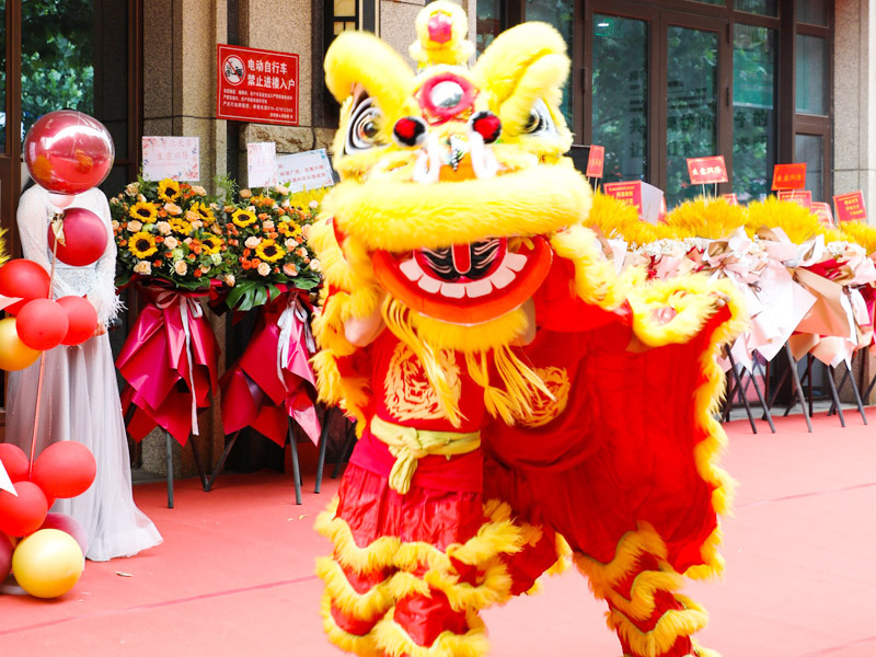 開業(yè)慶典舞獅表演情景
